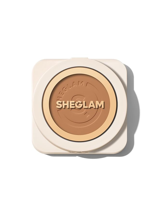 SHEGLAM SKin-Focus Full Coverage Powder Foundation Oil-Control Lightweight Face Pressed Powder Makeup-Walnut