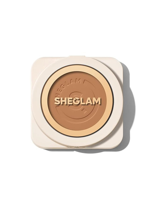 SHEGLAM SKin-Focus Full Coverage Powder Foundation Oil-Control Lightweight Face Pressed Powder Makeup-Walnut