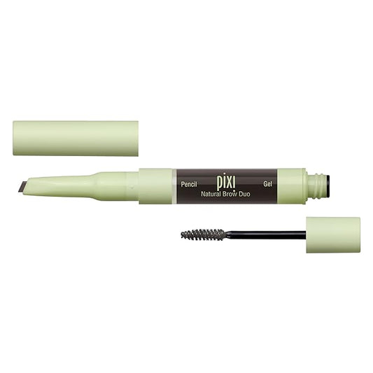 Pixi Natural Brow Duo - Soft Black, Precision Pencil & Tinted Gel, Waterproof Brow Shaper for All-Day Hold, Paraben-Free, 0.2oz