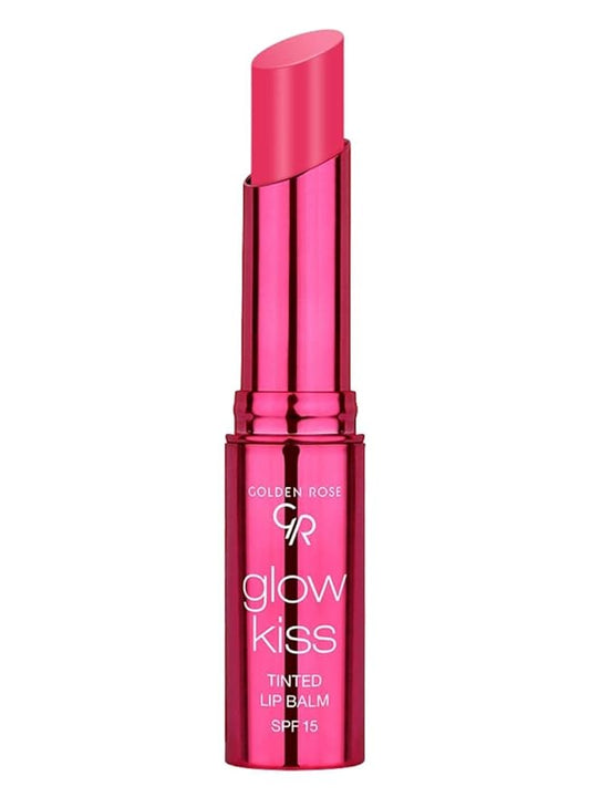 Golden Rose Cosmetics Glow Kiss Tinted Lip Balm with SPF15, Vegan Formula (Berry Pink)