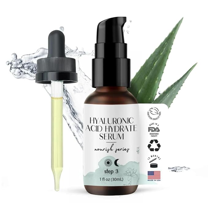 Hyaluronic Acid Face Serum - Hydrating Anti Wrinkle Anti Aging Facial Serum - With Vitamin C and E, Green Tea, Jojoba Oil - Natural and Organic - 1 Oz by Foxbrim Naturals