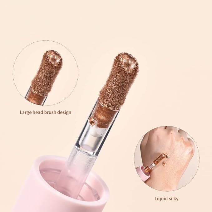 Liquid Contour Stick Makeup Glotion, Waterproof Luminous Lotion, Silky Smooth Glitter Highlighter Makeup Stick, Multi-Use Body Shimmer (#4 Candlelight)