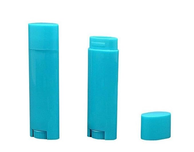 4.5g 0.15oz Empty Refillable Plastic DIY Lipstick Lip Balm Lip Gloss Tubes Holder Containers Oval Deodorant Crayon Tube Pipe Bottle Case (50pcs, Blue)