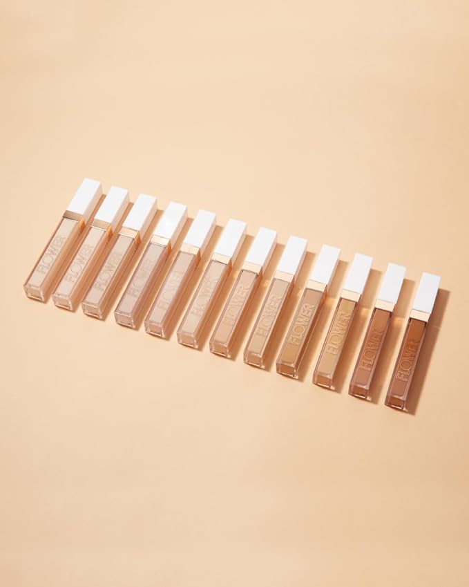 FLOWER BEAUTY By Drew Barrymore Light Illusion Full Coverage Concealer - Diffuse Dark Under Eye Circles + Blurs Blemishes - Weightless Formula + Crease Proof Makeup (Mocha)