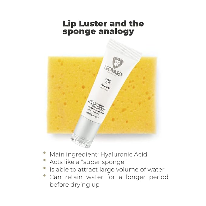 Lip Luster Hyaluronic Acid Lip Hydrating Lip Serum Balm - Organic Natural Lip Hydrating Treatment, Moisturizing Lip Serum, Reduce Dryness Lip Lines Lip Enhancer For Fuller Plump Lips (1 Pack)