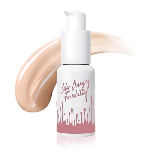 Color Changing Foundation Liquid, Skintone Matching Foundation, Full Coverage, Long Lasting, Lightweight Coverage, Oil Free and Silicon Free, Double Wear, Lightening, Sweat and Water Resistant