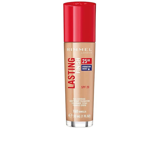 Rimmel London Lasting Finish 25HR - 160 Vanilla - Foundation, 25-Hour Wear, Full Coverage, Waterproof, 1oz
