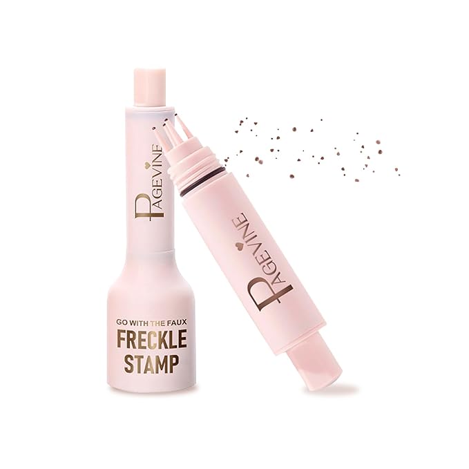 Freckle Stamp - Freckle Pen Waterproof, Long Lasting Fake Freckles, Quick Dry 5-Point Faux Freckles Stamp Cushion Stain Marker in One Press Natural and Lifelike Sunkissed Pencil Tool Makeup (#3-Dark)