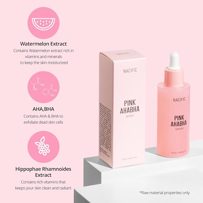 NACIFIC Pink Aha Bha Triple Set (Toner 150ml, Serum 50ml, Cream 50ml) AHA, BHA, Watermelon extract, Glow, Moisturizing, Hyaluronic Acid