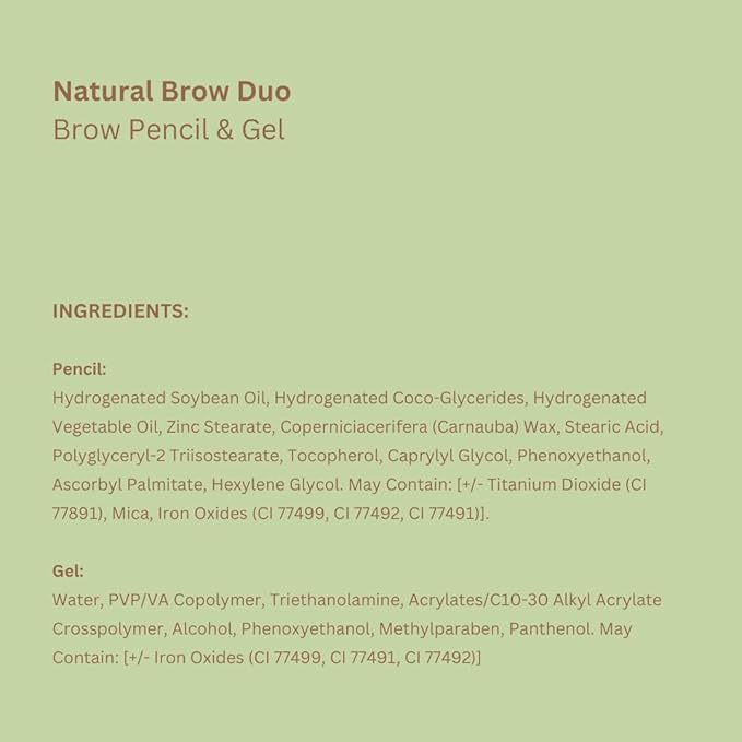 Pixi Natural Brow Duo - Deep Brunette, Precision Pencil & Tinted Gel, Waterproof Brow Shaper for All-Day Hold, Paraben-Free, 0.2oz