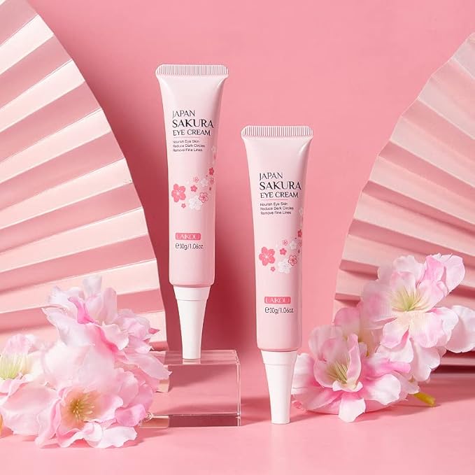 AKARY Sakura Eye Cream, Under Eye Cream to Reduce Dark Circles, Bags, Puffiness, Hydrate Undereye Area, Skincare Eye Cream with Hyaluronic Acid for All Skin Types