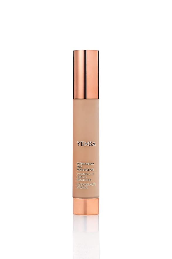 YENSA Serum Foundation Makeup - Super Silk Full Coverage Foundation Enriched with Peptides, Vitamin C & Ferulic Acid to Help Reduce Fine Lines, Wrinkles & Dark Circles - Medium 2 (1 oz)