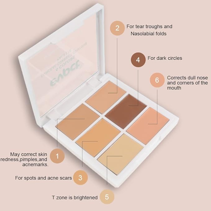 Concealer Cream Makeup Palette Color Corrector,Under Eye Brightener Concealer Dark Circle Concealer Palette,Waterproof Foundation Cream Based Makeup Palette Full Face Contour Kit for Beginners