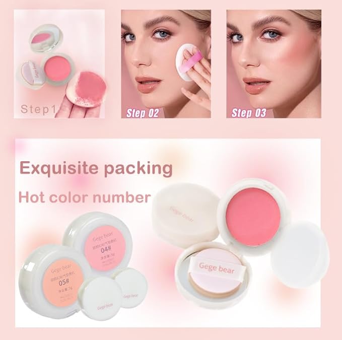 Silky Matte Blush,Blush Powder for Cheeks,Long-Lasting, Natural Look, Powder Blush Palette, Complements All Skin Tones