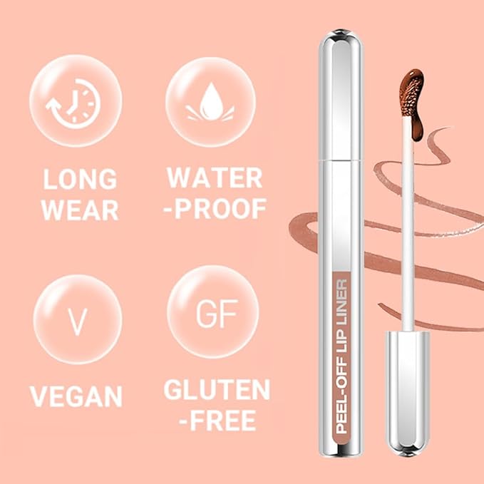 3 Colors Peel Off Lip Liner Stain Kit, Long Wear Matte Lip Tint Stain Set with Tweezer for Women, Waterproof Transfer Proof Highly Pigmented Peel Off Liquid Lipstick for All Skin Types (#1,2,3)