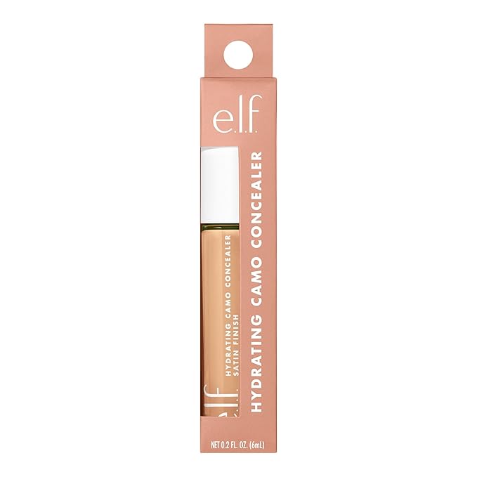 e.l.f. Hydrating Camo Concealer, Lightweight, Full Coverage, Long Lasting, Conceals, Corrects, Covers, Hydrates, Highlights, Medium Golden, Satin Finish, 25 Shades, All-Day Wear, 0.20 Fl Oz