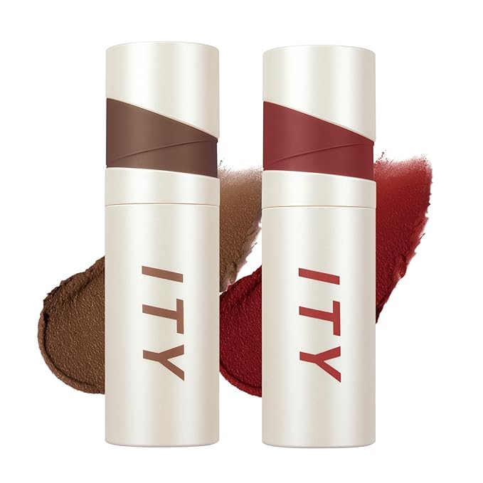 ITY Velvet Matte Finish Lip Stain-Mousse Textured Lip Clay, Red Shade, Conceals Lip Lines, Rich Pigment Lip Tint Lipsticks, 0.14 oz (4g) in Earthy, Ruby.