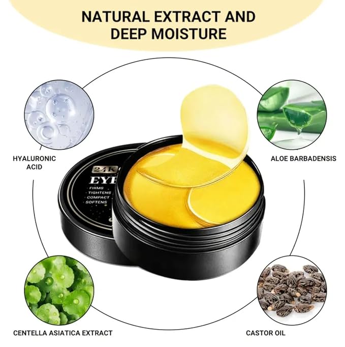 60 Pcs-Under Eye Mask For Eye Care,24K Gold Eye MaskHydrating Moisturizing Eye Mask Patch Under Eye Patches For Dark Circles And Puffiness