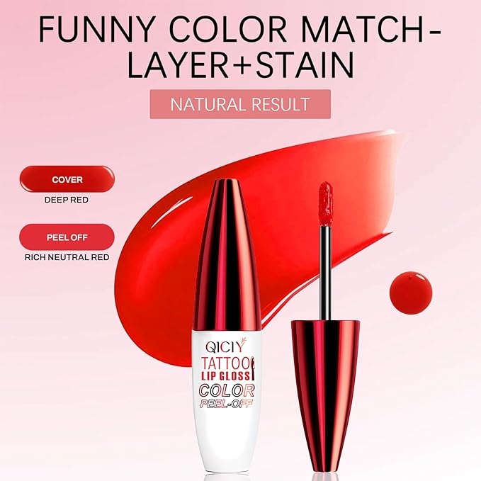 QueenDiary Lip tint Peel Off Lip Stain，Lip Stain Waterproof， Lip Tattoo Peel Off with Matte Finish, Long Lasting, Transfer-proof, Highly Pigmented Color (Crush Stain)