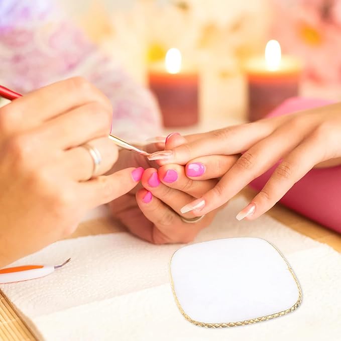 Resin Nail Art Palette Gold Edge Nail Holder Heart Shaped Color Makeup Foundation Mixing Tools Display Board Gel Nail Art Color Mixing Palette Painting Tray Manicure Tool (Milky)