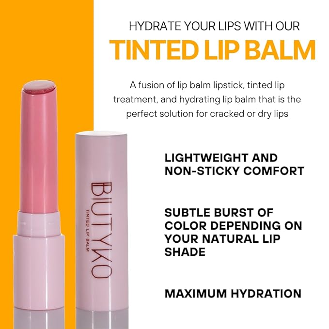 Lip Balm Hydrating for Dry and Chapped Lips Tinted Subtle Color Non-Sticky Juicy Finish | Pink, 1 Count (Pack of 1)