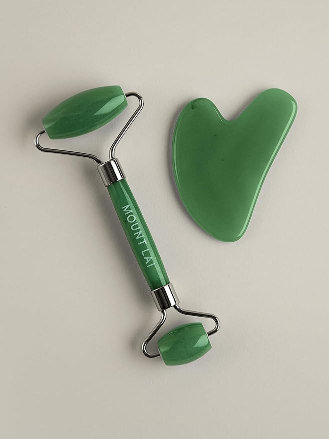 Mount Lai Jade Gua Sha Facial Tools, Jade Roller and Gua Sha Facial Tools Set, Guasha Tool for Face to Relieve Muscle Tension and Reduce Puffiness, Anti Aging Skin Care Sets for Women