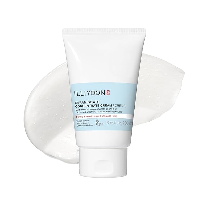 Illiyoon Ceramide Ato Concentrate Cream | Moisturizer for Dry & Sensitive Skin, 100hr Lasting Hydration, For Face & Body, Gentle for Infants, Moisture Barrier Repair, Vegan Certified, 6.76 fl.oz.