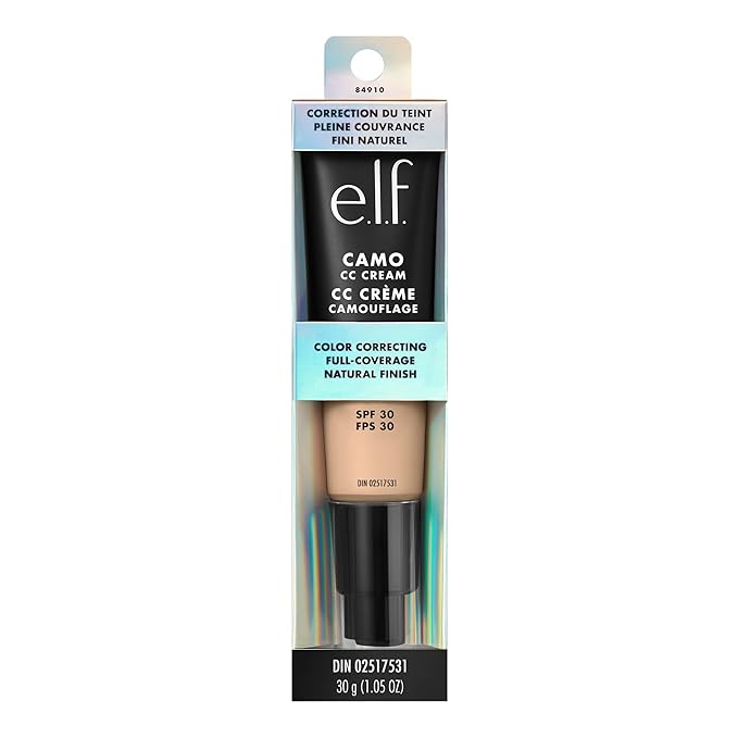 e.l.f. Camo CC Cream, SPF 30 Color-Correcting Medium-To-Full Coverage Face Foundation, Delivers An Airbrushed Finish, Vegan & Cruelty-Free, Rich 650 C