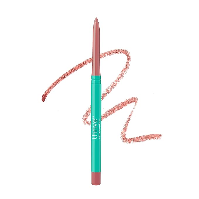 Thrive Causemetics Lip Filler Long-Wearing + Plumping Lip Liner, Shea Butter Hydrating Lip Plumper Retractable Lip Liner Pencil, Built In Sharpener, Vegan & Cruelty Free, Jo (Pink Mauve)