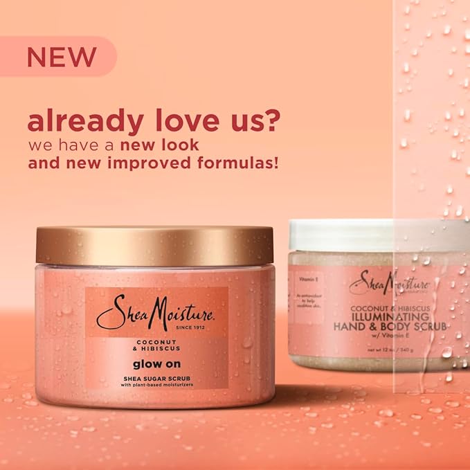 SheaMoisture Shea Sugar Body Scrub For Glowing Radiance Coconut Hibiscus Glowing Radiance Body Scrub With 24h Shea Moisture Nutrients 12 oz