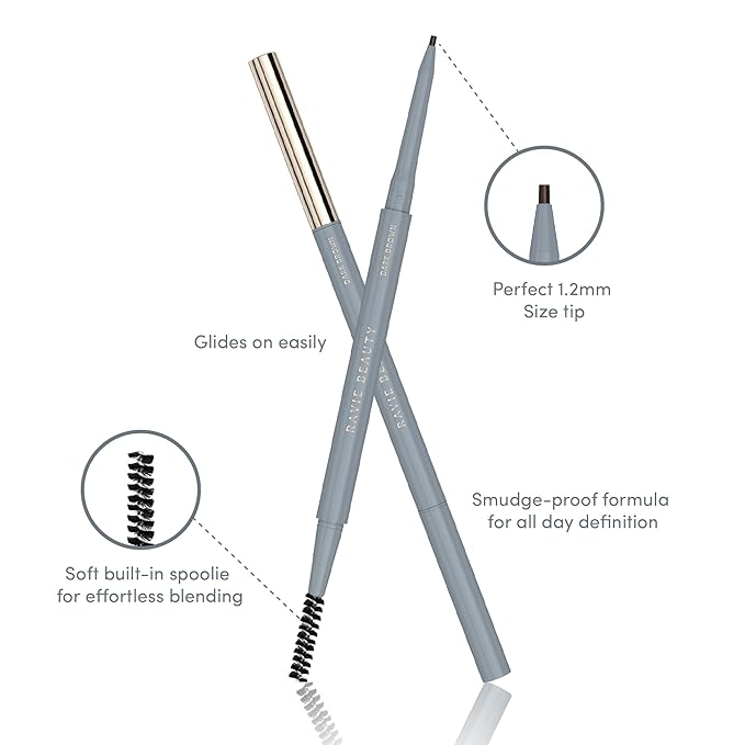 Easy Everyday™ Brow Pencil - Best Eyebrow Pencil for Women, Smudge Proof Hair-Like Strokes, 1.2mm Precision Tip with Spoolie, Vegan (Dark Brown)