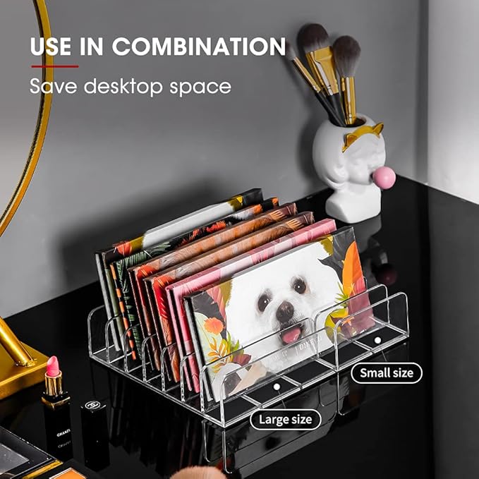 Eyeshadow Makeup Palette Cosmetic Organizer - Waterproof Eyeshadow Organizer for Eye Makeup Palette,Bathroom Countertop,7 Sections (2PCS-Small&Large)