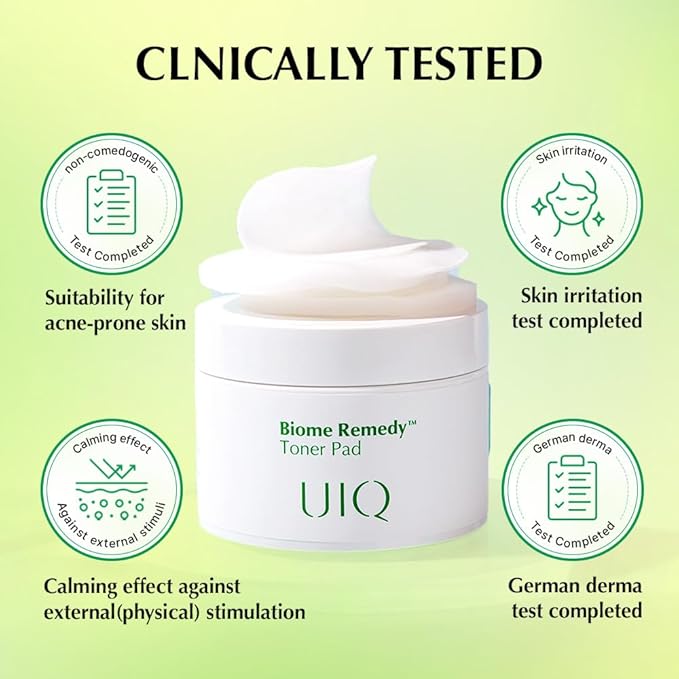 UIQ Biome Remedy Toner Pads, Dual-Textured Facial Pad for Hydrating, Moisturizing, Calming, Pore Care, Non Comedogenic, Daily Toner Pads for Soothing Skin 6.08 fl. oz., 70 Sheets