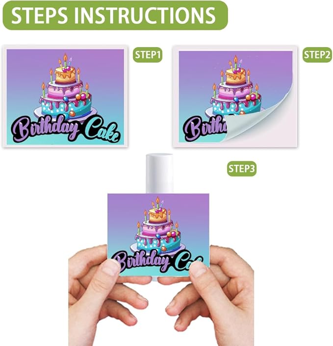 OLYCRAFT 100Pcs 4 Styles Lipstick Tag Stickers Birthday Cake Lip Balm Label Sticker 2.1x1.7 inch Self Adhesive Lipstick Labels with Happy Birthday for Lip Balm Container Tubes Wrapping Decorations