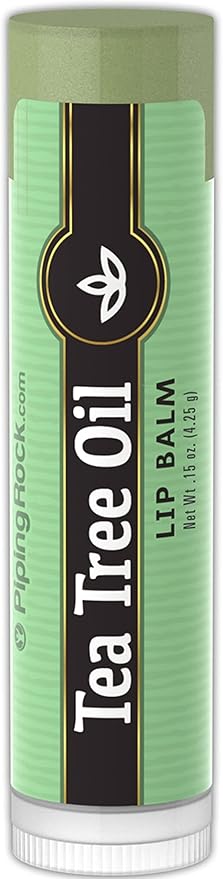 Piping Rock Tea Tree Oil Lip Balm | 0.15 oz | Moisturizing and Soothing | Non GMO, Gluten Free