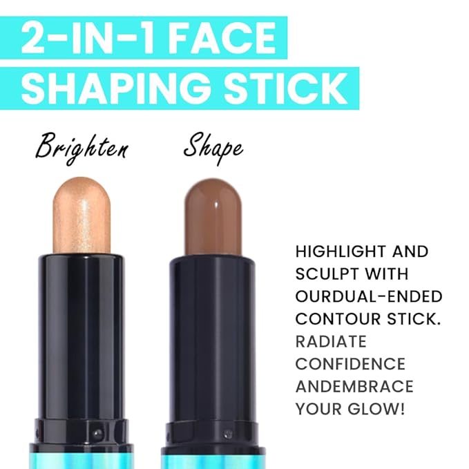evpct 2in1 Face Shaping & Contouring Stick Cream Contour Concealer Bronzer Stick Makeup Kit for Beginner Face Highlighter Makeup Stick contorno maquillaje de maquillaje profesional,NEW Deep