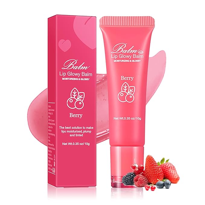Lip Glowy Balm Moisturizing Lip Balm Plumping Lip Gloss Lip Sleeping Mask Lip Butter Balm Day Night Lip Care Glowy Lip Balm - Berry