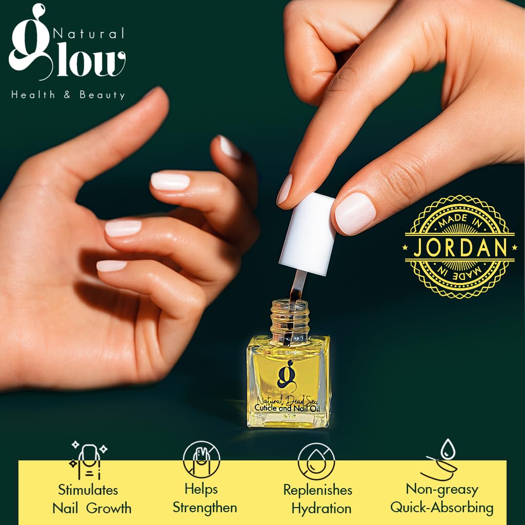 Dead Sea Cuticle & Nail Oil (5ML) | Strengthens, Moisturizes & Conditions with Sweet Almond, Olive, Jojoba, Castor, Argan Oils, Lemon Essential Oil, Vitamin E & Dead Sea Salt