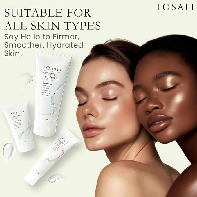 Anti Aging Skincare Set – Daily Peeling Mask (6.8 oz), Deep Wrinkle Serum (1.7 fl oz) & Face Cream (1.7 oz) – Hydrating, Brightening, Wrinkle Reduction & Skin Firming for All Skin Types