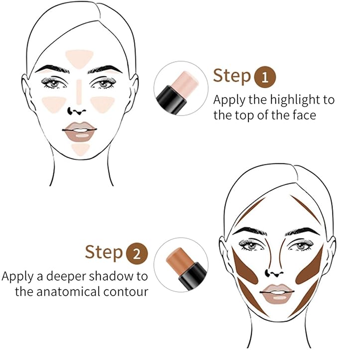 Double-End Contour Highlighter Stick Contour Stick, Face Highlighter, Contour Makeup Contouring Sticks Cream Concealer (4)