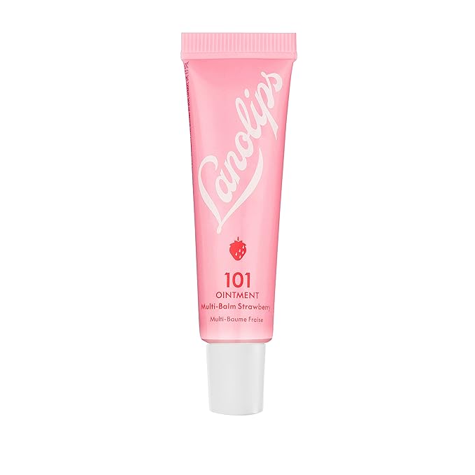 Lanolips 101 Ointment Multi-Balm, Strawberry - Fruity Lip Balm with Vitamin E Oil and Lanolin for Lip Hydration - Naturally Flavored Lanolin Lip Balm for Very Dry Lips - Dermatologist Tested (.35 oz)