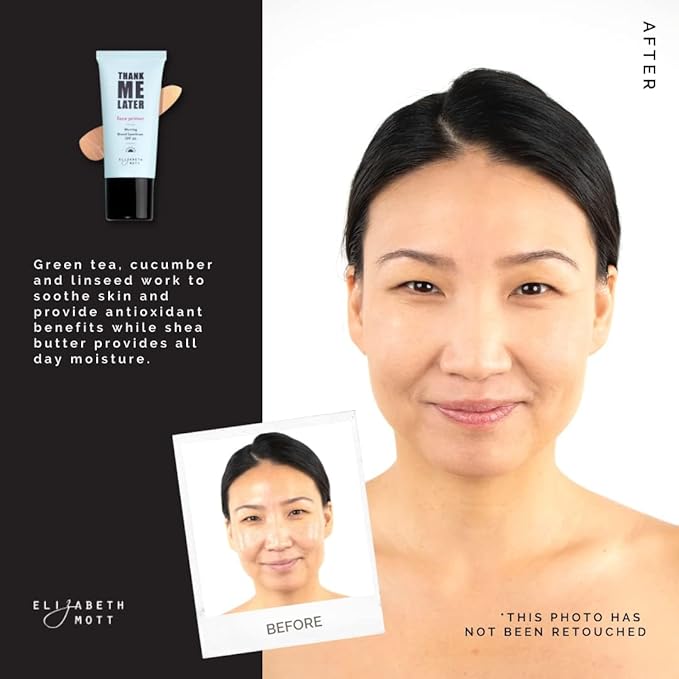 Elizabeth Mott Thank Me Later Blurring Face Primer SPF 30 – Lightweight, Hydrating Makeup Primer - Smooths Fine Lines & Wrinkles for a Soft-Focus Finish – Mineral-Based, Cruelty-Free Formula – 30g