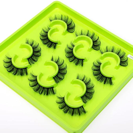 HBZGTLAD 6 Pairs Fluffy False Eyelashes Natural Faux Mink Strip 3D Lashes Pack(3DQG-104)