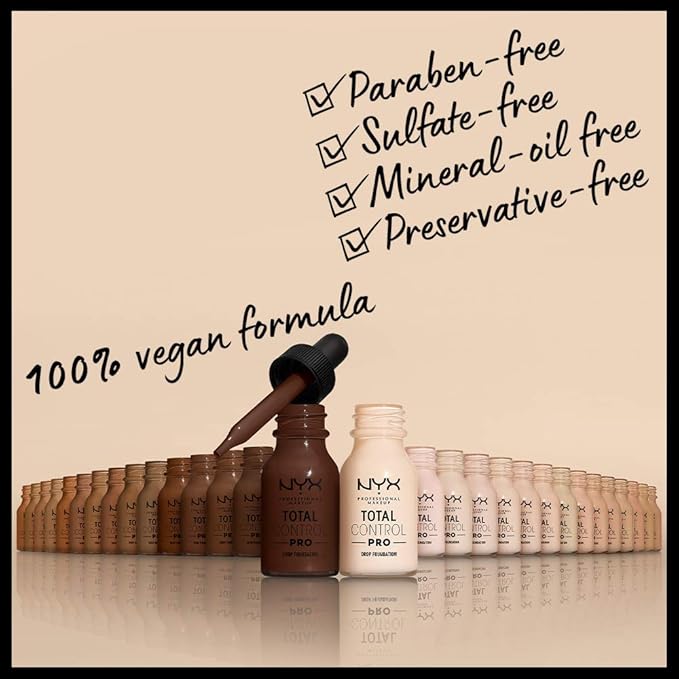 NYX PROFESSIONAL MAKEUP Total Control Pro Drop Foundation, Skin-True Buildable Coverage - Porcelain