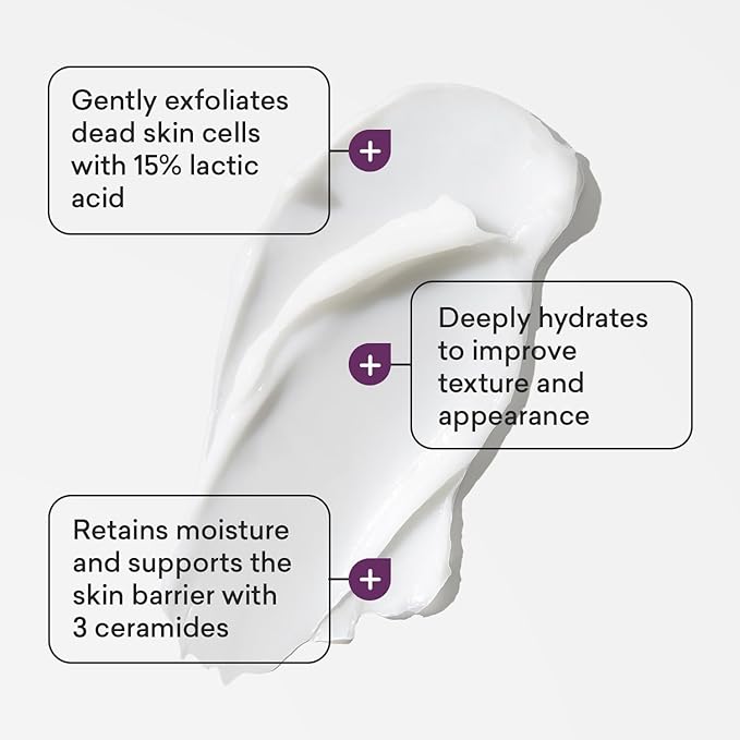 AmLactin Crepe Firming Cream - 12 oz Body Cream with 15% Lactic Acid - Exfoliator and Moisturizer for Crepey, Dry Skin (Packaging May Vary)