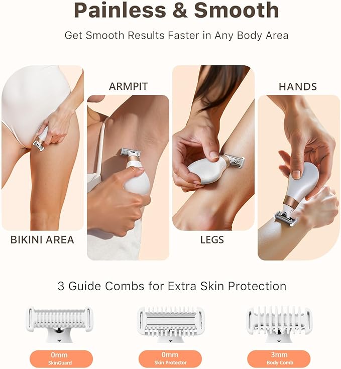 Mini Bikini Trimmer for Women - Intimate Pubic Hair Removal, Electric Body Groomer, Small Portable Wet/Dry Shaver, Magnetic Blade, USB-C Rechargeable with Travel Case, Easy to Clean (White)