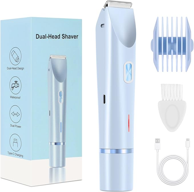 2025 New Bikini Trimmer for Women,Dermave Bikini Shaver,2-in-1 Electric Razors for Women(Blue)