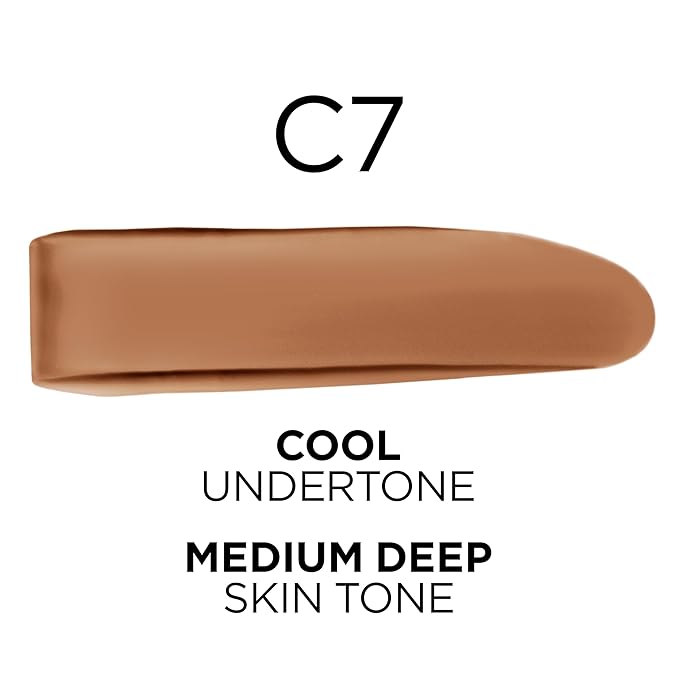 L'Oreal Paris True Match Super-Blendable Foundation, Medium Coverage Liquid Foundation Makeup, C7, Medium Deep, 1 Fl Oz