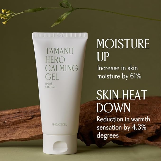PINKWONDER Tamanu Hero Calming Gel 5.07oz (150ml) | Organic Tamanu Gel, Cooling, Soothing Instant Relief for Skin & Sunburn, Sunburn Relief, Alcohol Free, Gel cream, Korean Skincare