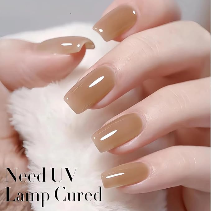 Double Rhythm 0.5Oz Translucent Gel Polish Sheer Neutral Natural Light Milky Same Color Same Bottle 15ML Jelly Nail Art DIY at Home (Nude-A1372)